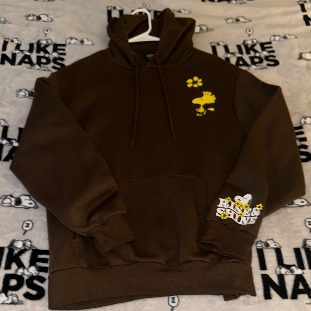 Peanuts Brown Hoodie with Yellow Snoopy Design